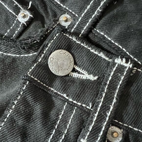 Carmar Los Angeles asymmetrical distressed Jean mini skirt black size 24 - Picture 9 of 11